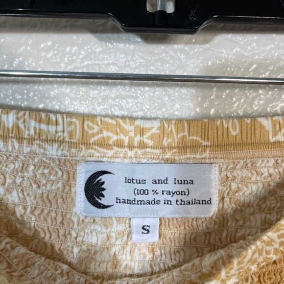 Lotus and Luna Pants Womens Small Harem Jogger Pull On BOHO Yellow White - Picture 3 of 4